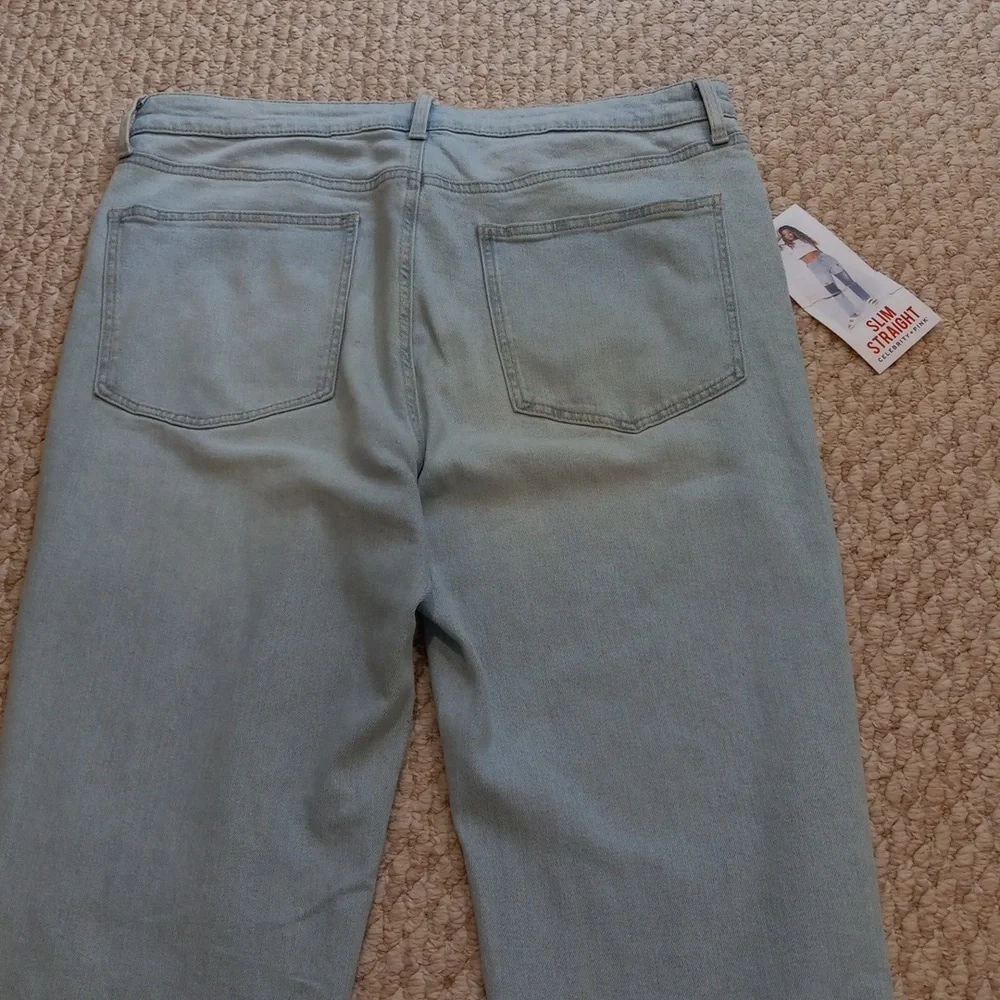 Women 19/34 Vintage Y2K Distressed Baggy Straight Leg Jeans Straight Leg Denim